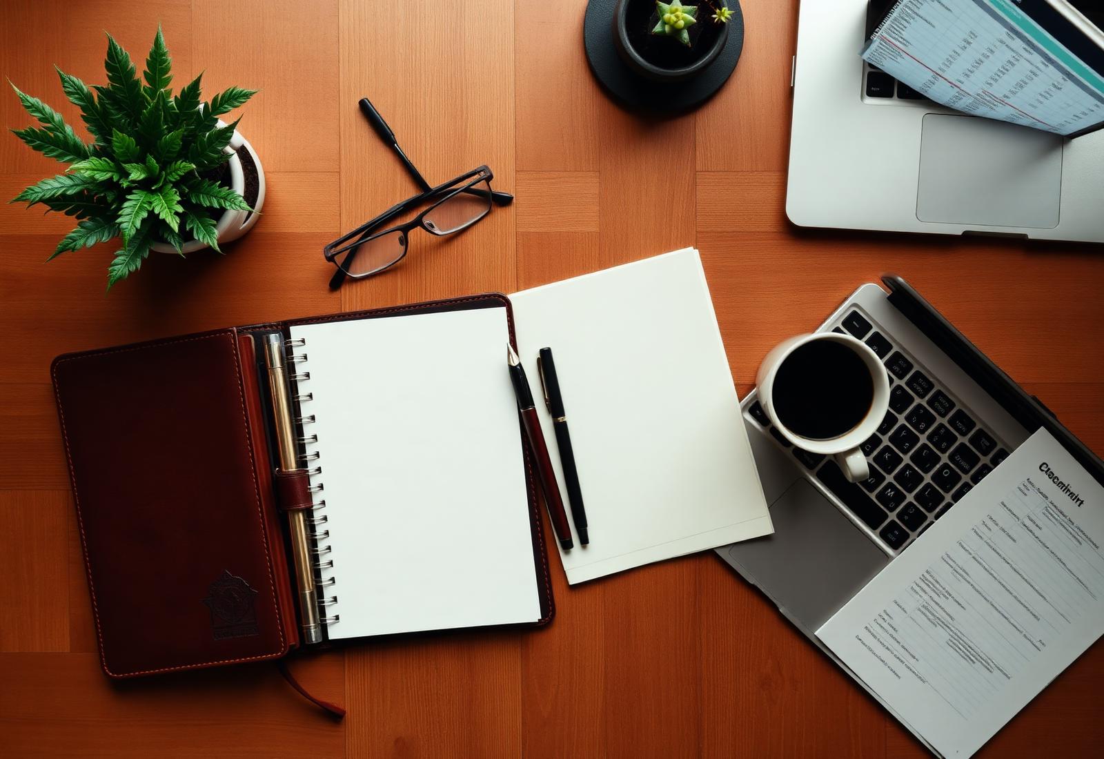 Warm boutique accounting workspace